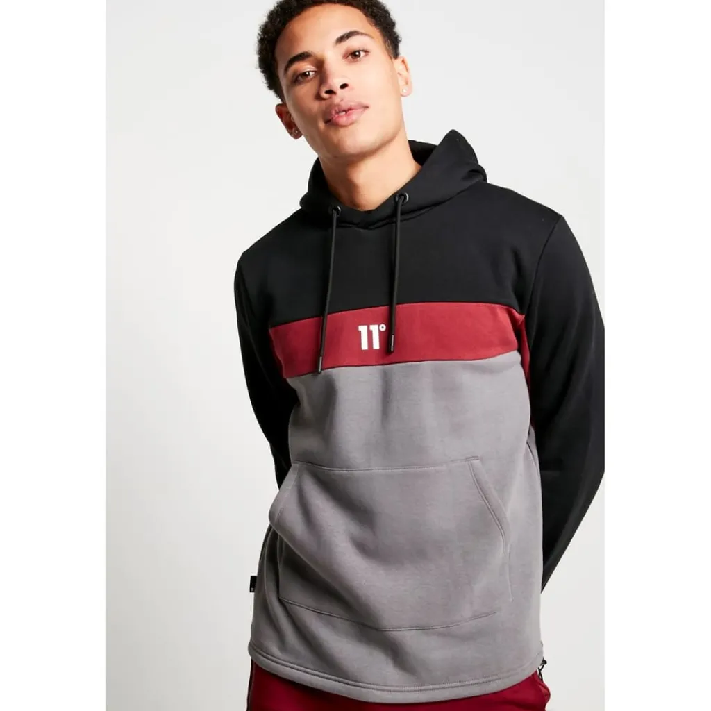 Hoodies*11 Degrees Mens Degrees Panel Hoodie in Black