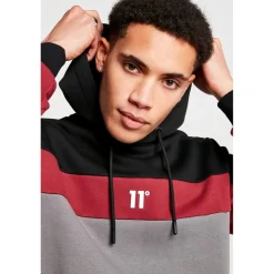 Hoodies*11 Degrees Mens Degrees Panel Hoodie in Black