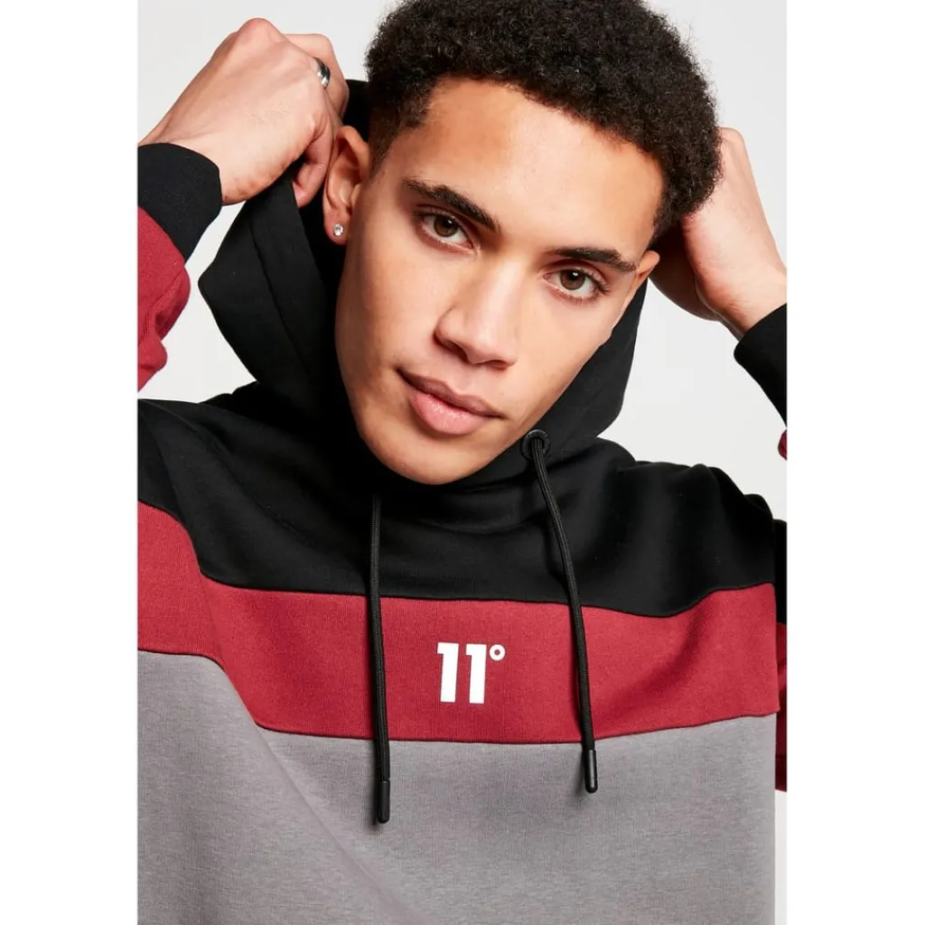 Hoodies*11 Degrees Mens Degrees Panel Hoodie in Black