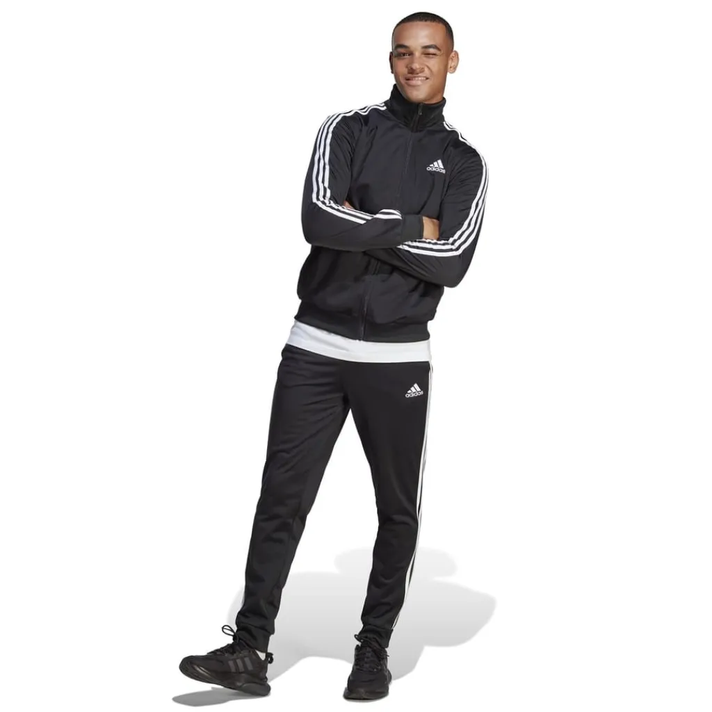 Tracksuits*adidas Basic 3 Stripes Tricot Tracksuit in Black