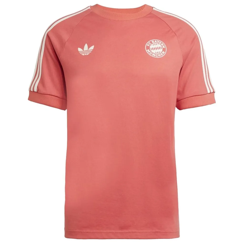 Football And Rugby Clothing*adidas Bayern Munich Originals 3 Stripe T-Shirt Adults in Red