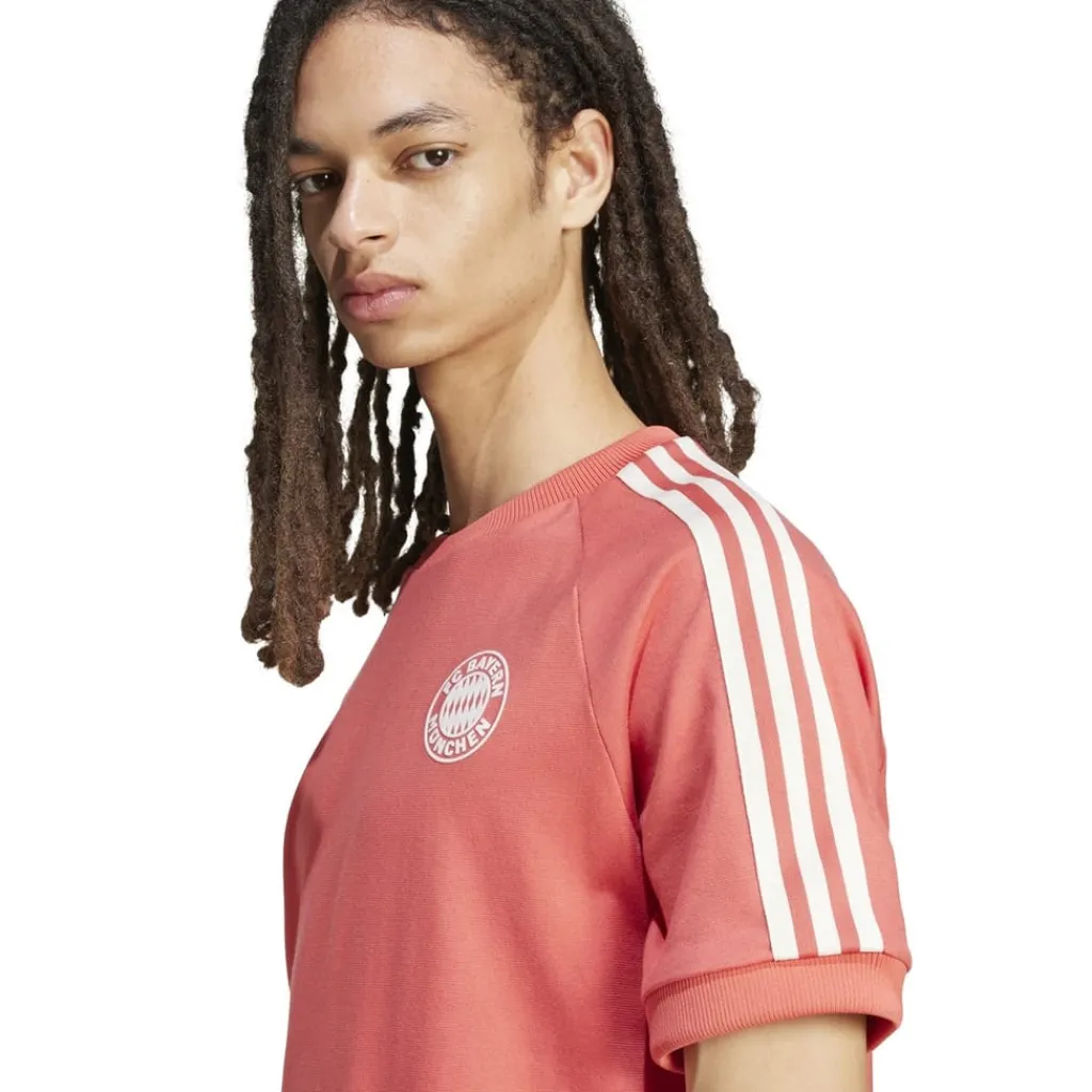 Football And Rugby Clothing*adidas Bayern Munich Originals 3 Stripe T-Shirt Adults in Red