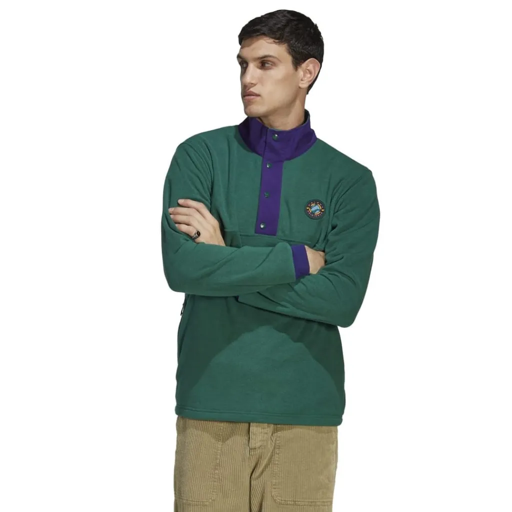 Sweatshirts*adidas Collared Neck Relaxed Fit Sweatshirt in Green