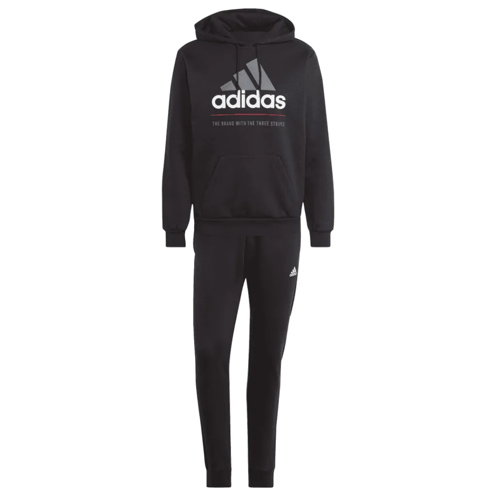 Tracksuits*adidas Fleece Hooded Tracksuit in Black