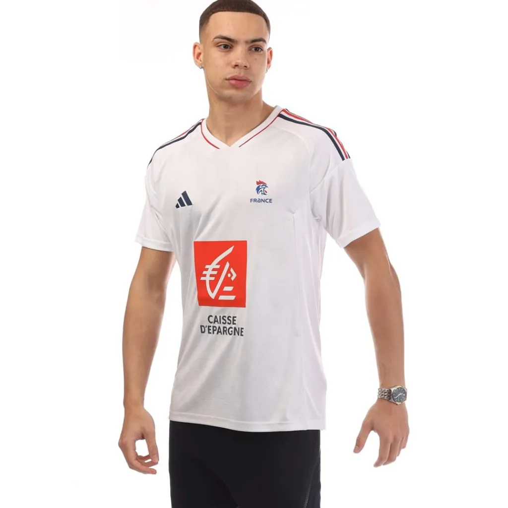 Fitness And Gym Tops|Fitness And Gymwear*adidas France V-Neck Regular Fit T-Shirt in White