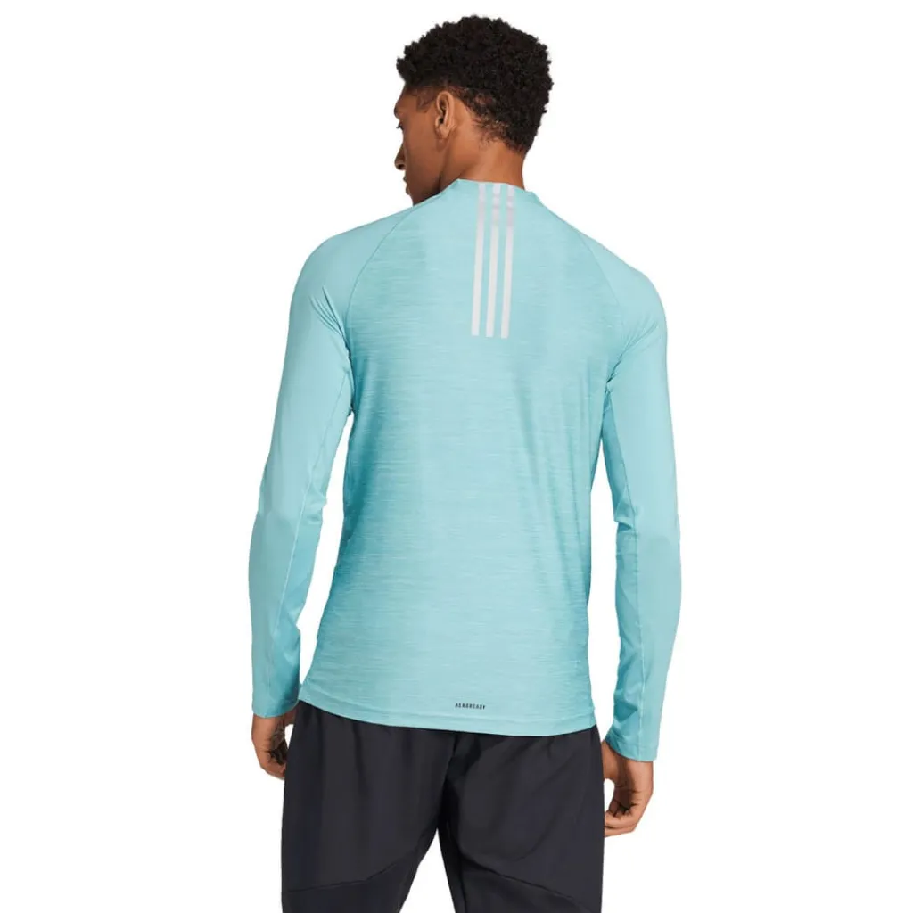 Fitness And Gym Tops|Fitness And Gymwear*adidas Gym+ 3-Stripes 1/4 Zip Training Top in Light Blue