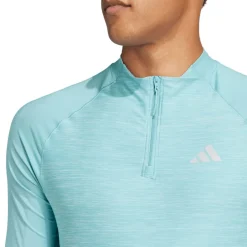 Fitness And Gym Tops|Fitness And Gymwear*adidas Gym+ 3-Stripes 1/4 Zip Training Top in Light Blue