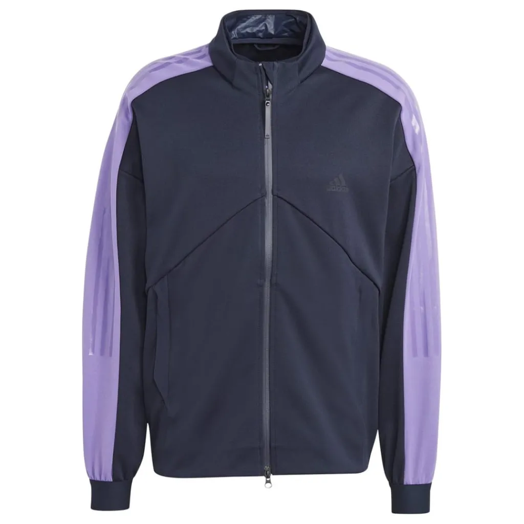 Tracksuits*adidas High Neck Frill Detail Regular Fit Blouse in Blue