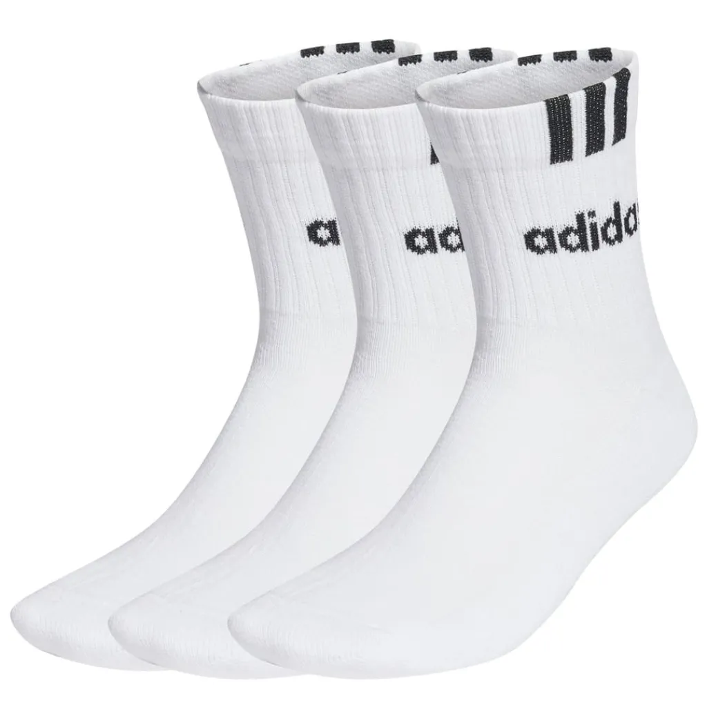 Underwear And Socks*adidas Linear 3 Stripe Cushioned Half Crew Sock in White