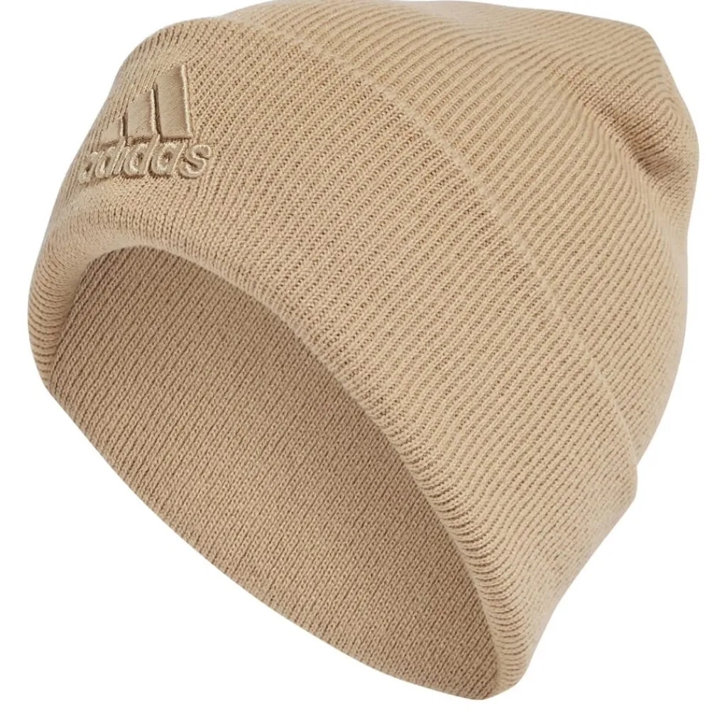 Caps-Hats*adidas Logo Print Cuff Beanie in Beige
