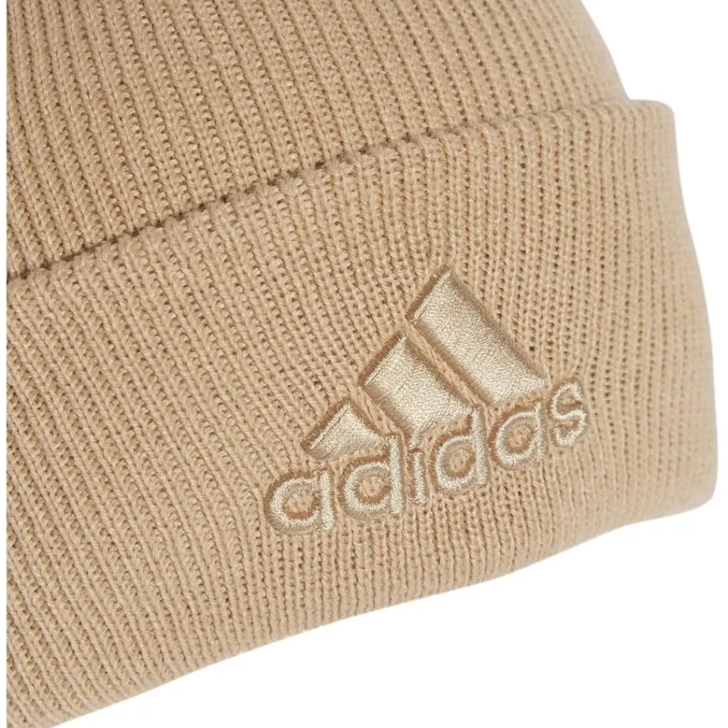 Caps-Hats*adidas Logo Print Cuff Beanie in Beige