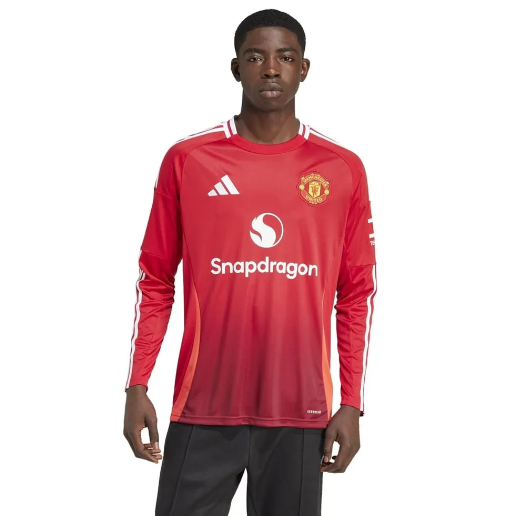 Football And Rugby Clothing*adidas Manchester United Home Long Sleeve Shirt 2024 2025 Adults in Red