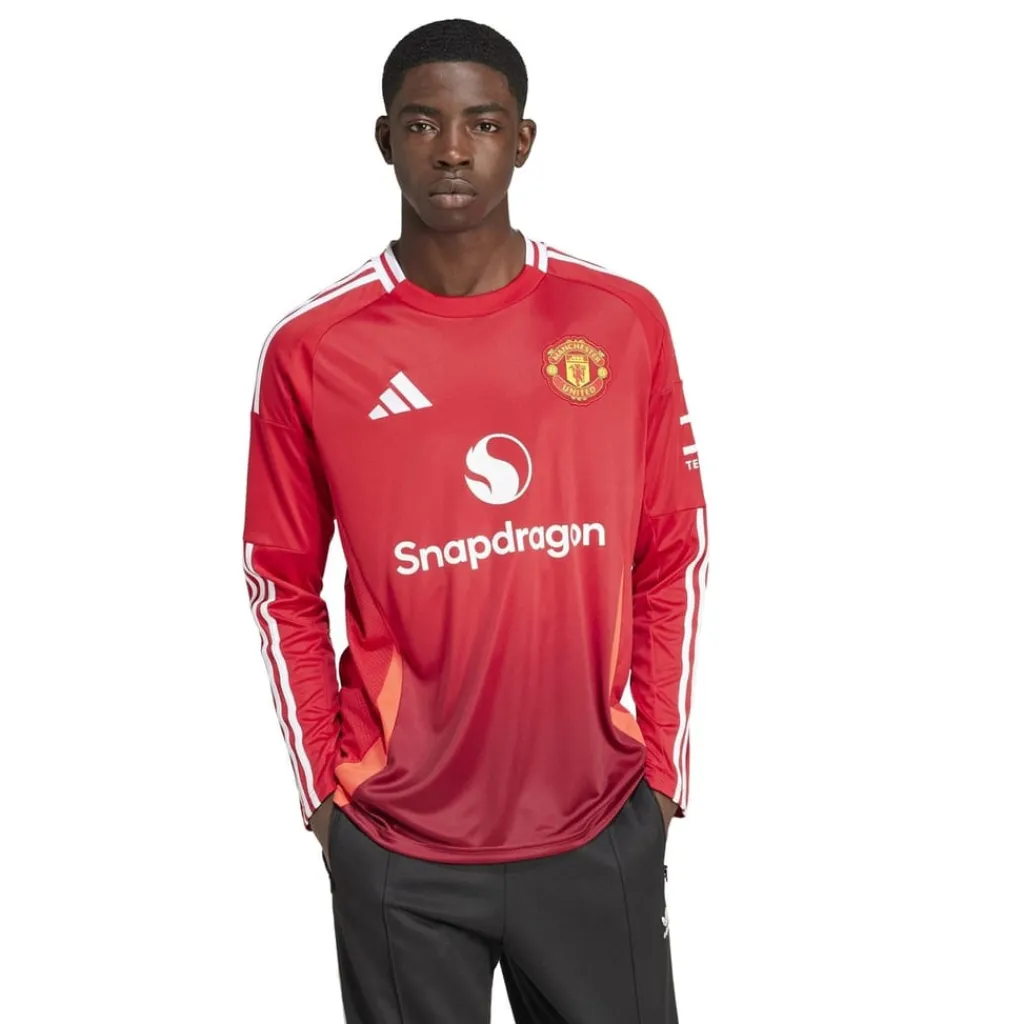 Football And Rugby Clothing*adidas Manchester United Home Long Sleeve Shirt 2024 2025 Adults in Red