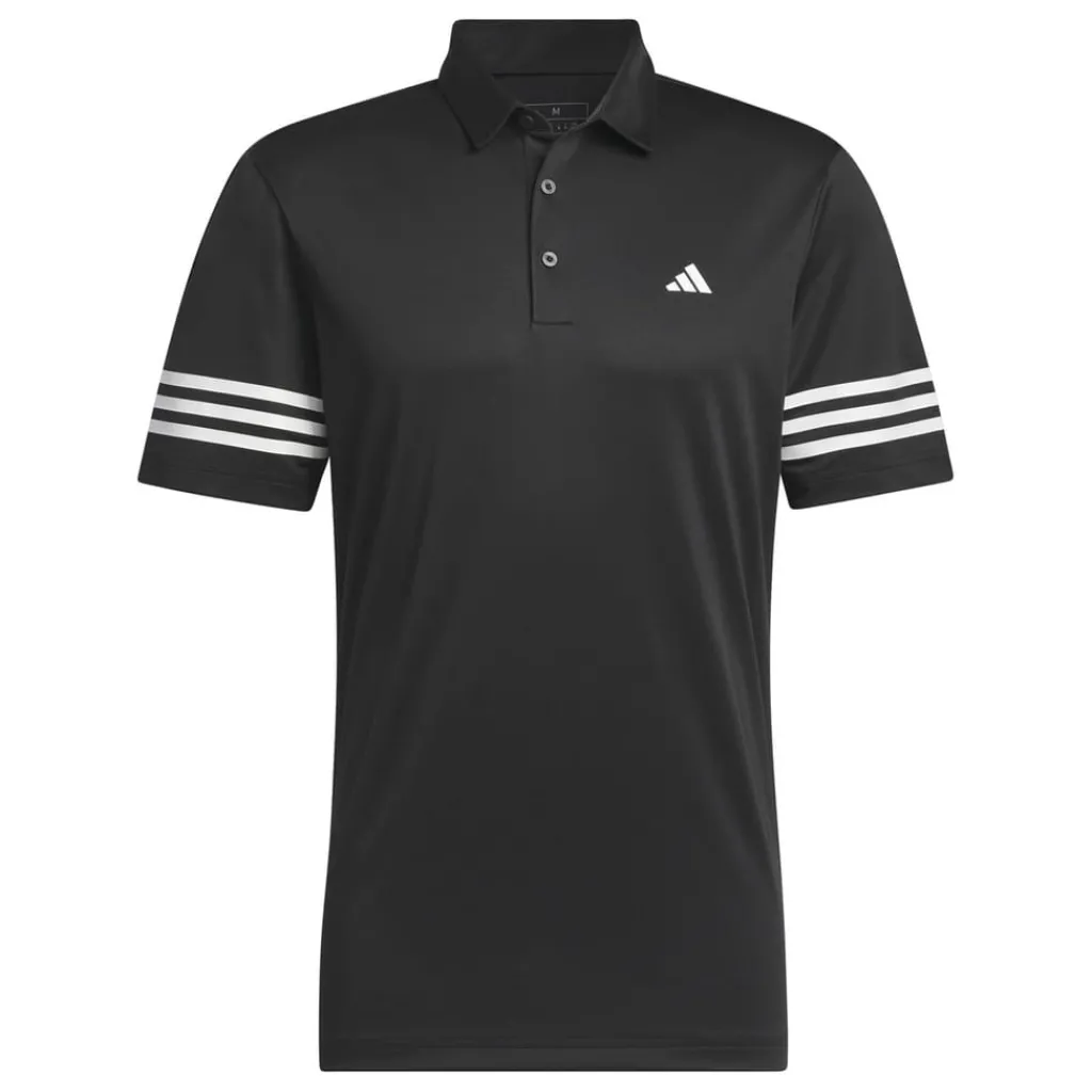 Polo Shirts*adidas Mens 3 Stripe Polo Shirt in Black