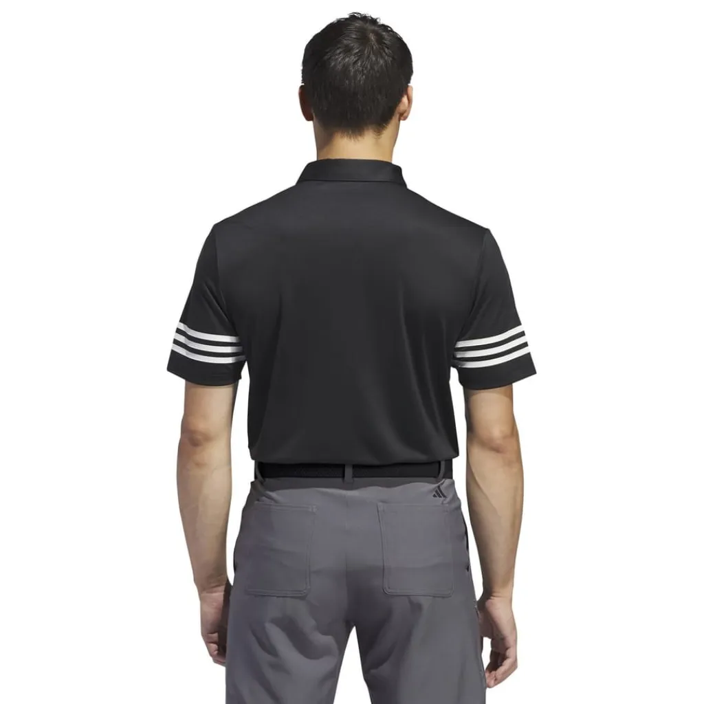 Polo Shirts*adidas Mens 3 Stripe Polo Shirt in Black