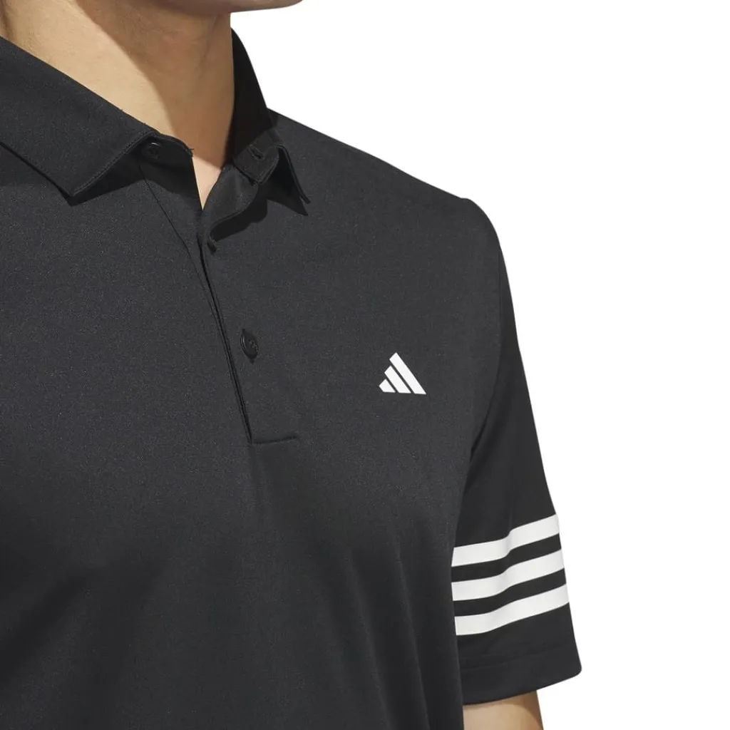 Polo Shirts*adidas Mens 3 Stripe Polo Shirt in Black