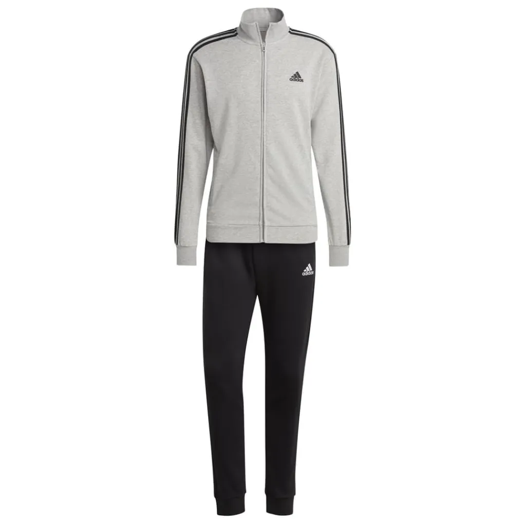 Tracksuits*adidas Mens Basic 3 Stripes French Terry Tracksuit in Grey