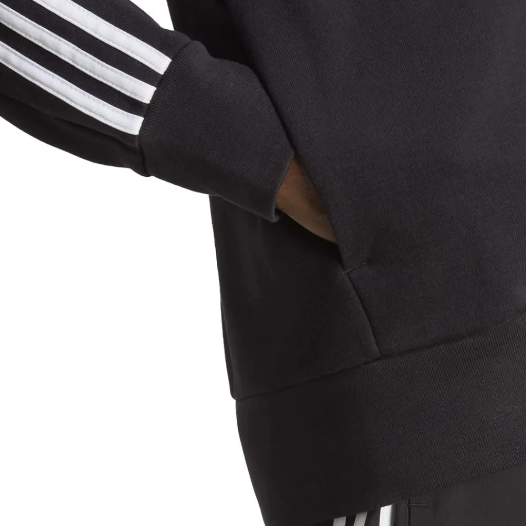 Tracksuits*adidas Mens Essentials French Terry 3 Stripes Zip Hoodie in Black