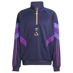 Fitness And Gym Tops*adidas Mens Galaxy Originals Half Zip Crew Sweatshirt in Purple