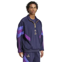 Fitness And Gym Tops*adidas Mens Galaxy Originals Half Zip Crew Sweatshirt in Purple