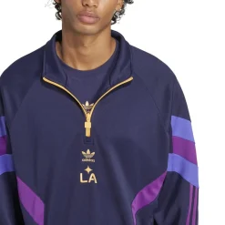 Fitness And Gym Tops*adidas Mens Galaxy Originals Half Zip Crew Sweatshirt in Purple