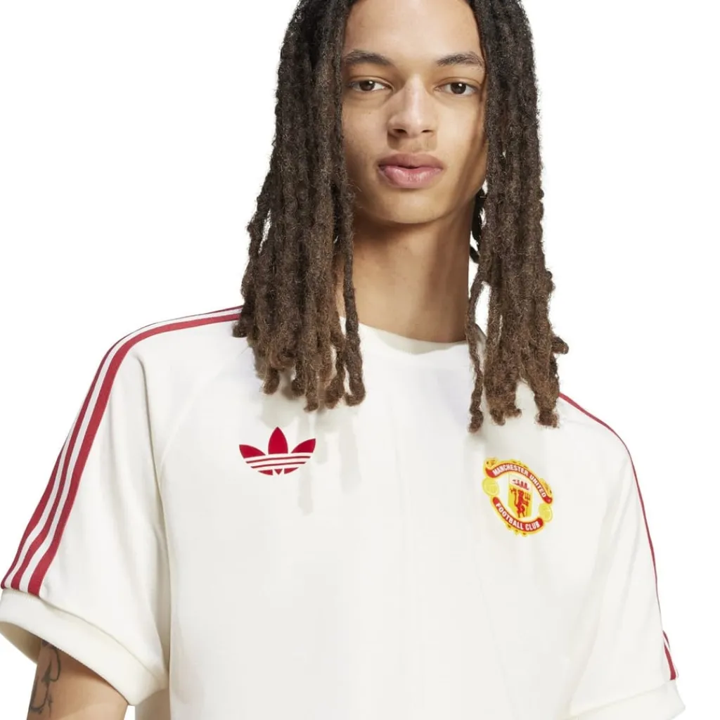 Football And Rugby Clothing*adidas Originals Manchester United Adicolor Classics 3 Stripes T-Shirt Adults in White