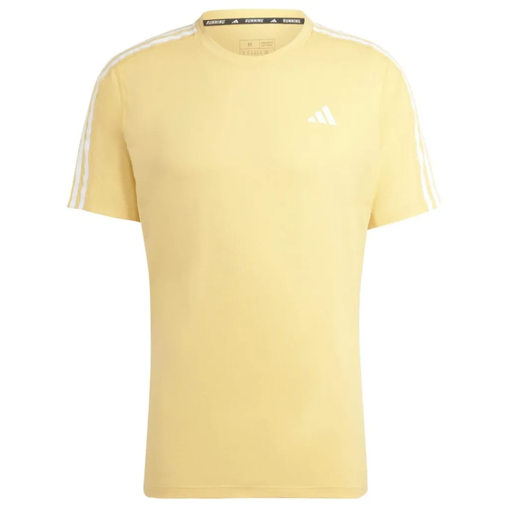 Fitness And Gymwear|T-Shirts And Vests*adidas Own The Run 3-Stripes T-Shirt in Yellow