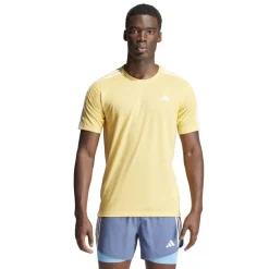 Fitness And Gymwear|T-Shirts And Vests*adidas Own The Run 3-Stripes T-Shirt in Yellow