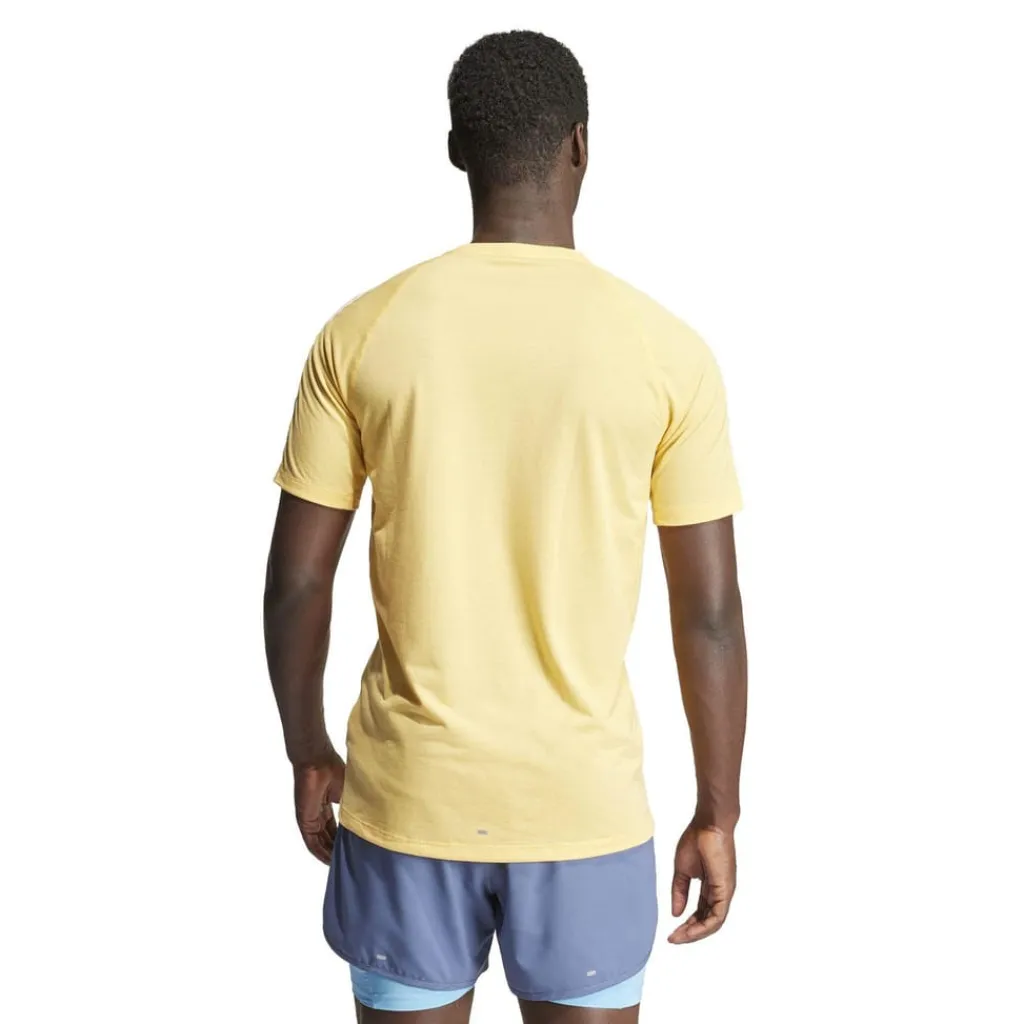 Fitness And Gymwear|T-Shirts And Vests*adidas Own The Run 3-Stripes T-Shirt in Yellow