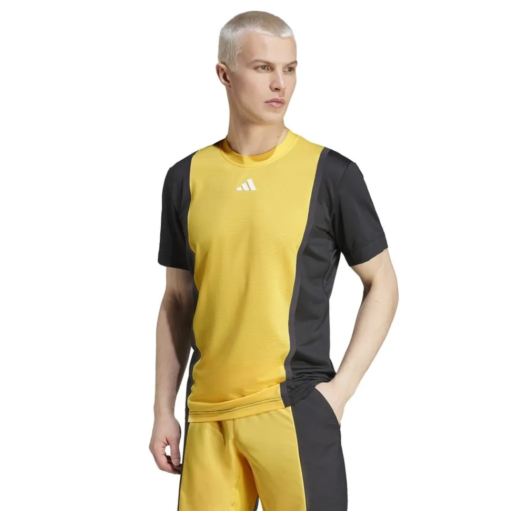 Fitness And Gym Tops*adidas Rib Crew Neck Regular Fit T-Shirt in Yellow