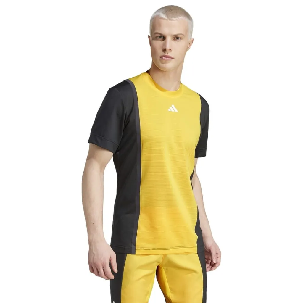 Fitness And Gym Tops*adidas Rib Crew Neck Regular Fit T-Shirt in Yellow