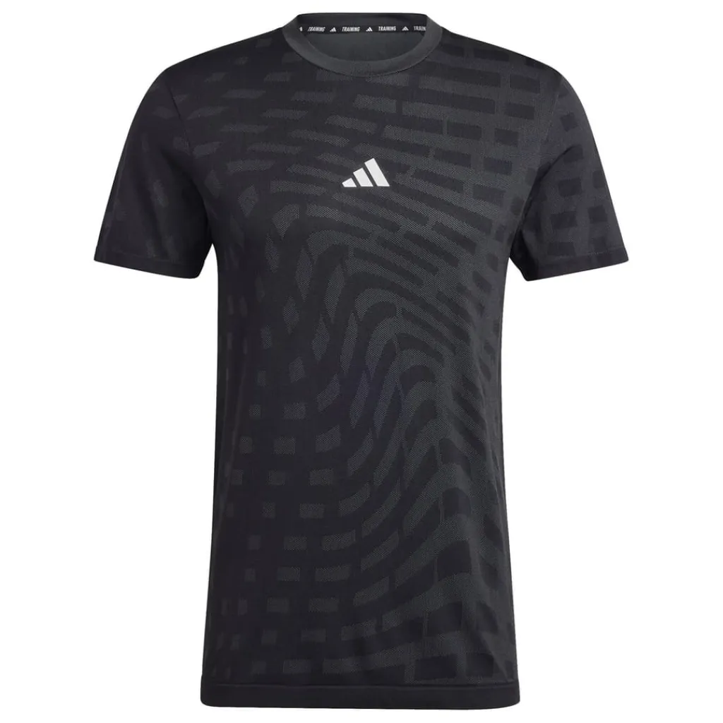 Fitness And Gym Tops*adidas Seamless Slim Fit Crew Neck T-Shirt in Black