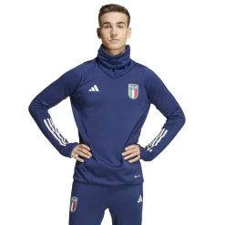 Fitness And Gym Tops*adidas Slim Fit Turtleneck Long Sleeve Athletic Top in Blue