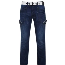 Jeans*Airwalk Mens Belted Cargo Jeans in Blue