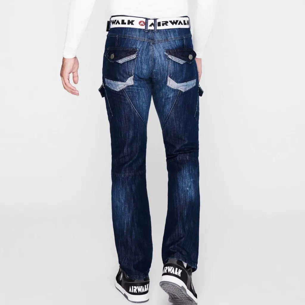 Jeans*Airwalk Mens Belted Cargo Jeans in Blue