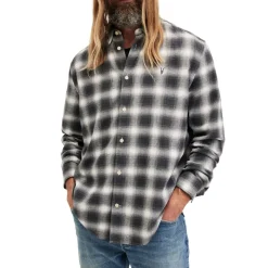 Shirts*AllSaints Collared Neck Malpaso Regular Fit Shirt in Grey