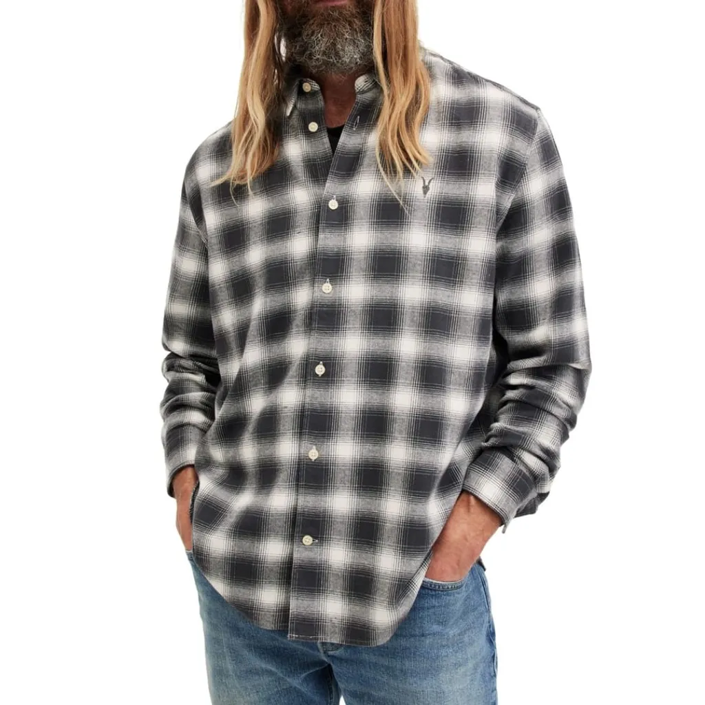 Shirts*AllSaints Collared Neck Malpaso Regular Fit Shirt in Grey