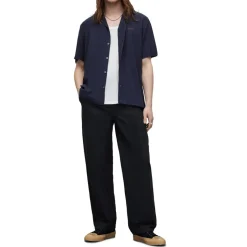Shirts*AllSaints Relaxed Fit Underground Short Sleeve Shirt in Blue