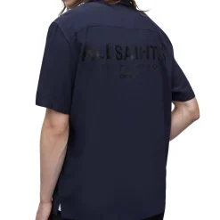 Shirts*AllSaints Relaxed Fit Underground Short Sleeve Shirt in Blue