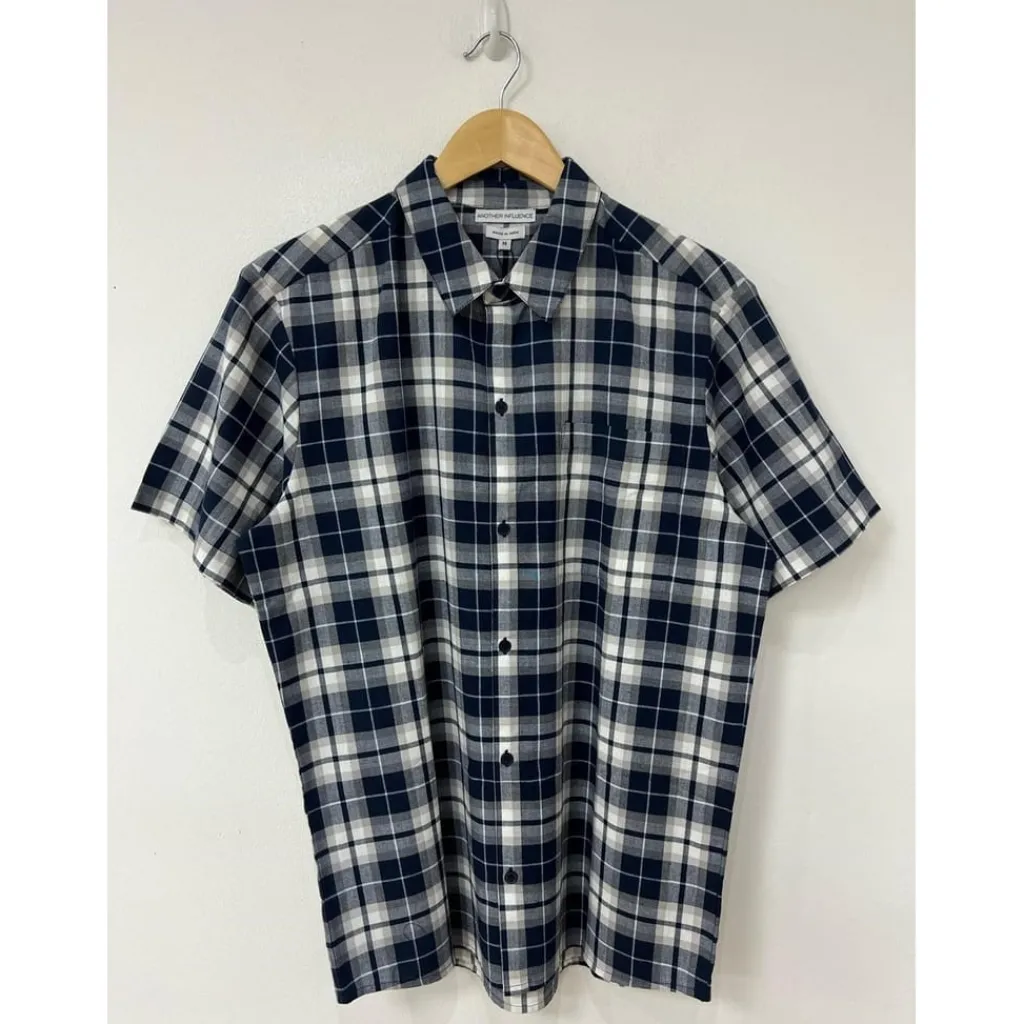 Fitness And Gym Tops*Another Influence Check Regular Fit Point Collar Shirt in Blue