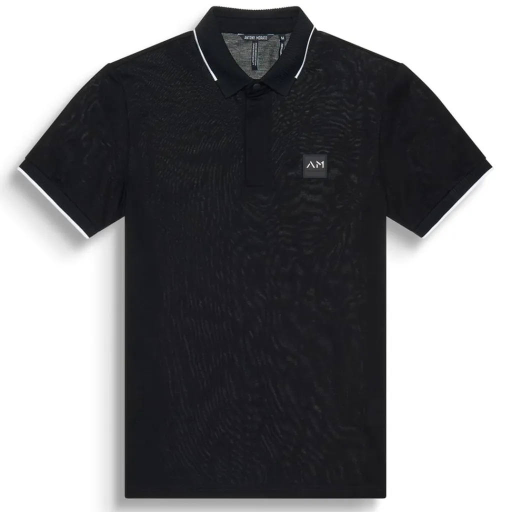 Polo Shirts*Antony Morato Fit Polo T-Shirt In Black Cotton Pique With Logo in Black