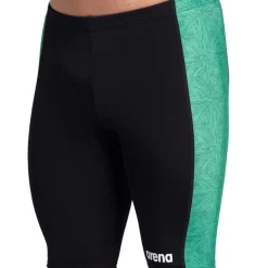 Fitness And Gym Shorts*Arena Mens Abstract Tiles Jammer Swim Shorts in black green