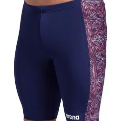 Fitness And Gym Shorts*Arena Mens Abstract Tiles Jammer Swim Shorts in Navy Red
