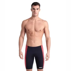 Fitness And Gym Shorts*Arena Mens Abstract Tiles Jammer Swim Shorts in Black Red