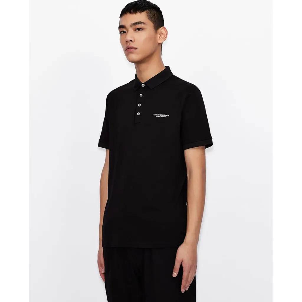Polo Shirts*Armani Exchange Cotton Polo Shirt in Black