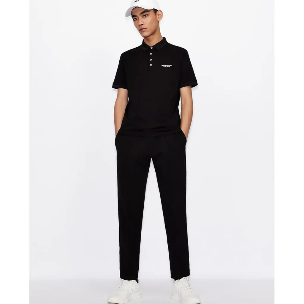 Polo Shirts*Armani Exchange Cotton Polo Shirt in Black