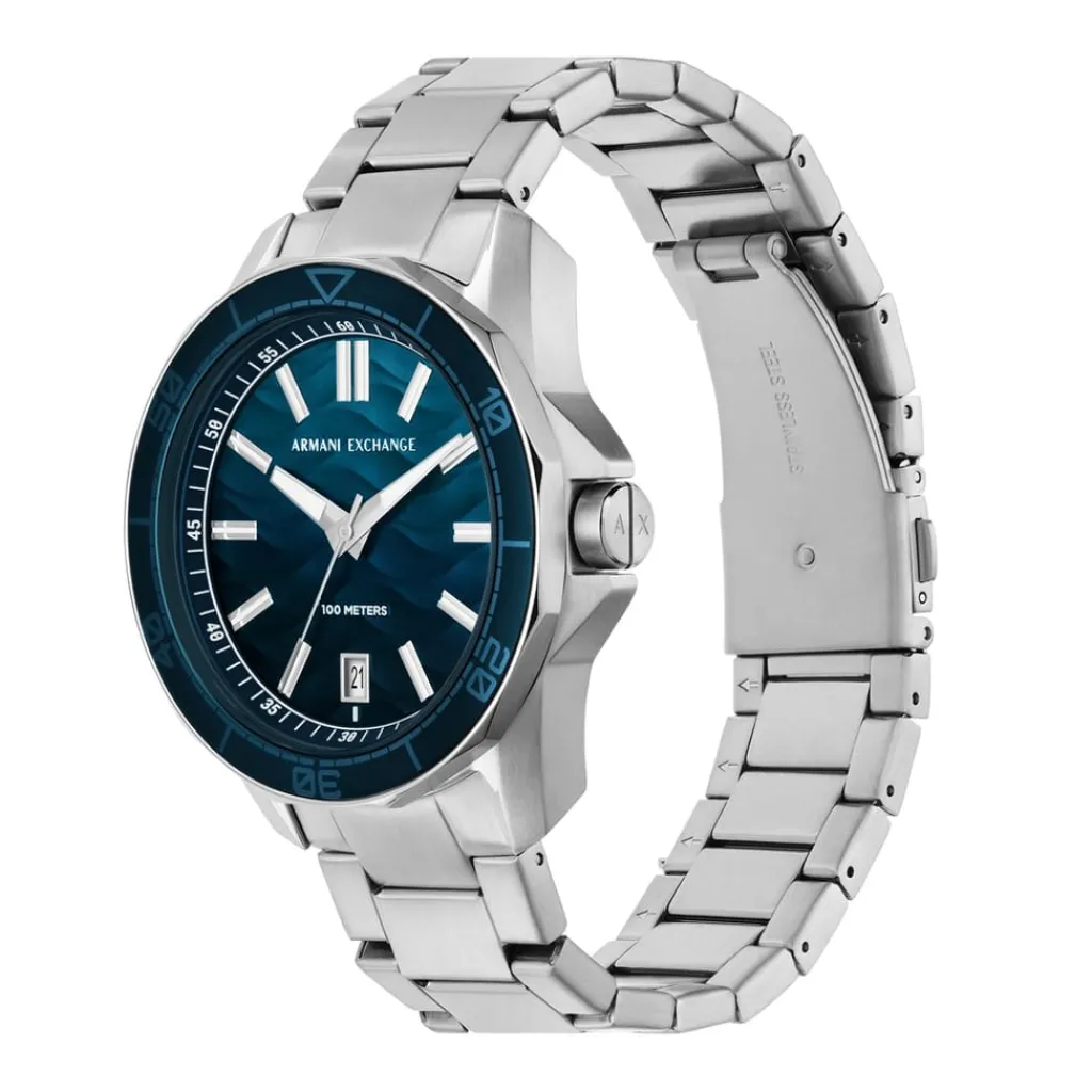 Jewellery-Watches*Armani Exchange Exchange Mens Three Hand Date, Stainless Steel Watch, Ax1950 in Silver