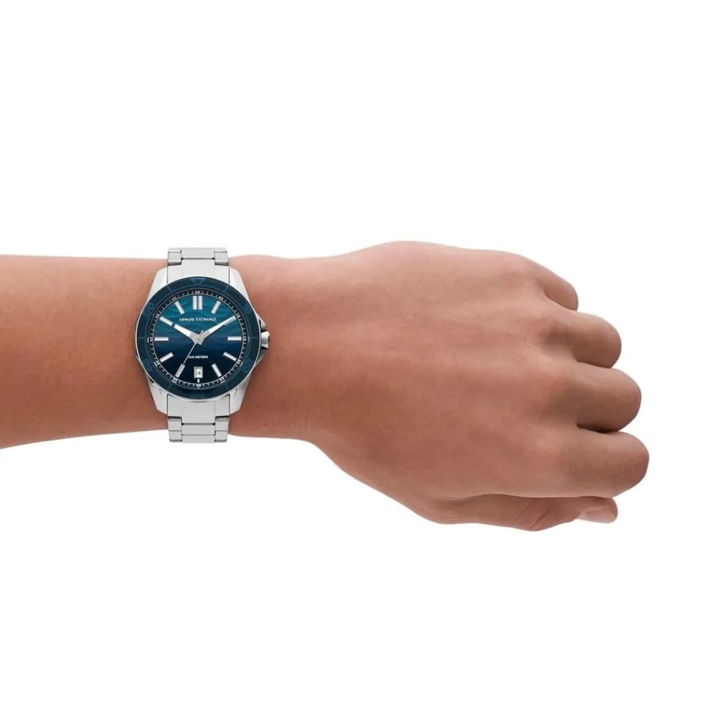 Jewellery-Watches*Armani Exchange Exchange Mens Three Hand Date, Stainless Steel Watch, Ax1950 in Silver