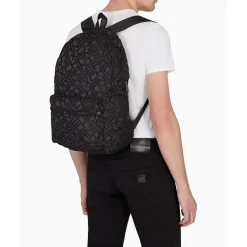 Bags*Armani Exchange Exchange All Over Logo Backpack in Black