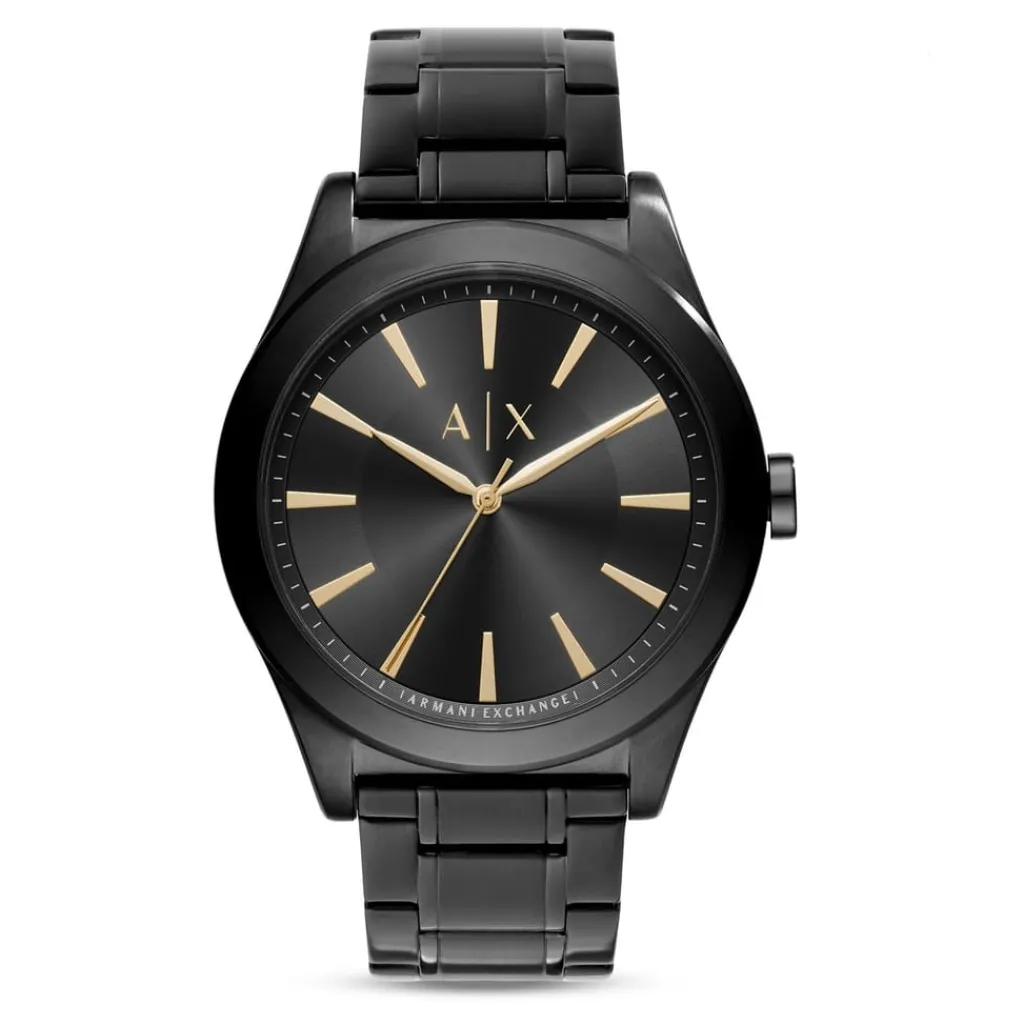 Jewellery-Watches*Armani Exchange Exchange Three Hand Black Stainless Steel Watch And Bracelet Gift Set Ax7102 in Black